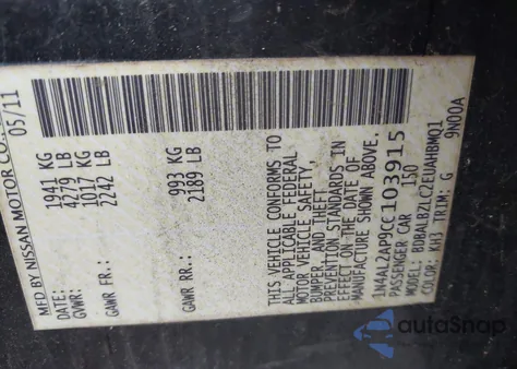 2012 Nissan Altima 2.5 S from USA, damaged, VIN 1N4AL2AP9CC103915